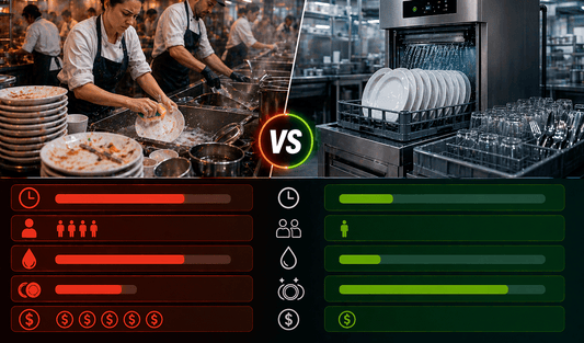 Lavavajillas industrial vs lavado manual en temporada alta: comparación real